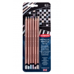 crayons de couleur derwent metallic x6 pastels