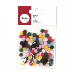pompons assortis 7 mm 100 pieces