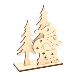 pere noel et sapins en bois a monter 12x15x5cm