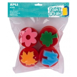 tampons fleur arbre feuille maison en eponge 4 pieces