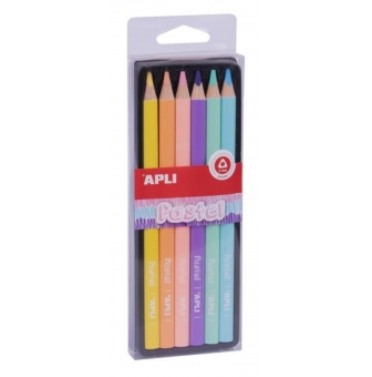 set de crayons couleurs assorties pastel 6 pieces