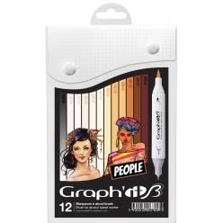 set 12 marqueurs graph it brush et extran fine people