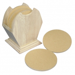 boite en bois 10 cm o avec 6 dessous de verre ronds en mdf