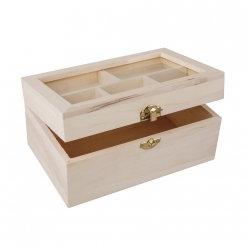 coffret bois avec couvercle a compartiment 20x13 cm