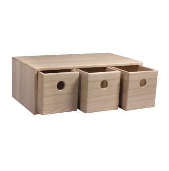 commode en bois avec 3 tiroirs