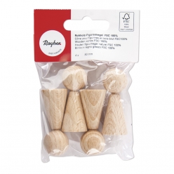 cone pour figurines en bois brut 50mm4 pieces