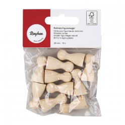 cone pour figurines en bois brut 28mm 10 pieces