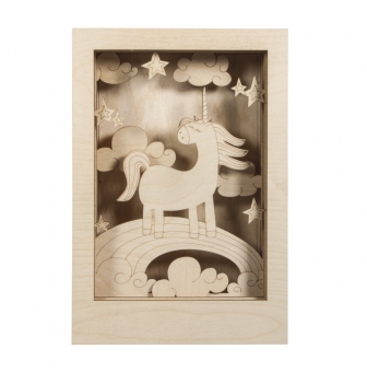 kit bois cadre a motif3d licorne