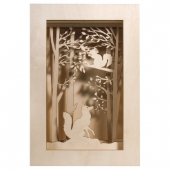 deco de noel en bois cadre a motifs 3d foret