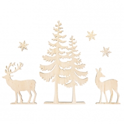 motifs en bois arbre et cerf