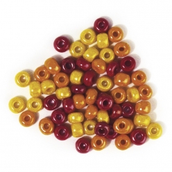 perle en verre grand trou rouge jaune 67 mm 55 g