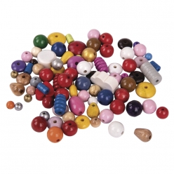 perles en bois multicolores 75g