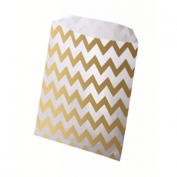 sachet en papier alimentaire 15 pieces 13x17 cm chevron dore
