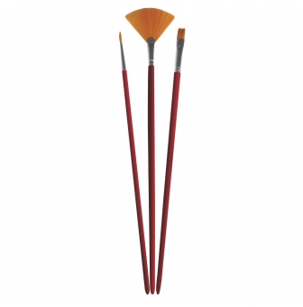 pinceaux synthetiques 3 pieces court plat rond eventail