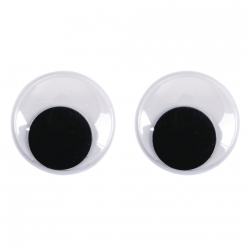 yeux mobiles en plastique a coller 25mm