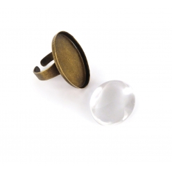 bague ovale avec cabochon bronze 25x18 mm