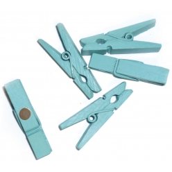 mini pinces a linge en bois avec magnet turquoise 35 cm 8 pieces