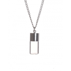 pendentif fiole en verre bouteille argente 25x10mm
