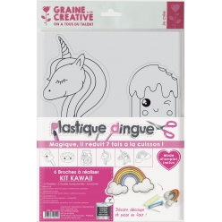 kit 6 broches kawaii en plastique dingue
