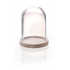cloche verre avec socle bois 16 cm
