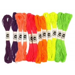 fil bracelet bresilien echeveaux de coton 12 couleurs fluo