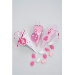 cornet a dragees rose 6 pieces
