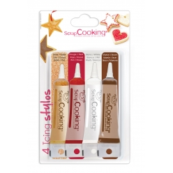 icings stylos or choco blanc et rouge 4x20g