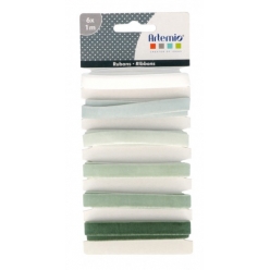 rubans velours vert 1 cm x 1m misty winter 6 pieces