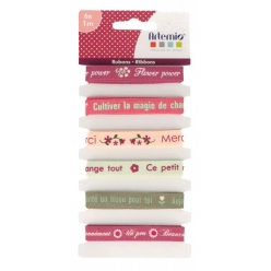 rubans fleurs mots 1 cm x 1m 6 pieces