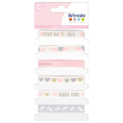 rubans naissance my litlle baby girl 1 cm x 1m 6 pieces