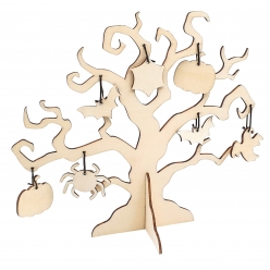 arbre effrayant et formes en bois pour halloween 225 x 205 cm
