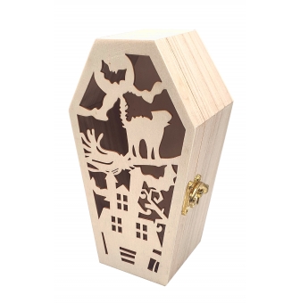 petit cercueil en bois cisele decoration d halloween 18 cm