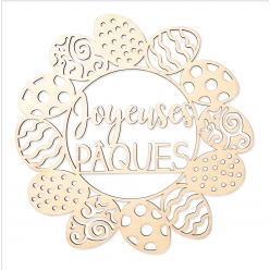 couronne de paques en bois cisele 30 cm