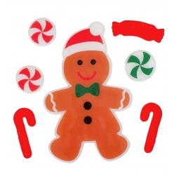 deco de noel fenetre gel vitrostatique bonhomme pain d epices 7 pieces