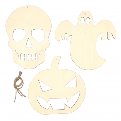 formes bois pour halloween a suspendre 3 pieces