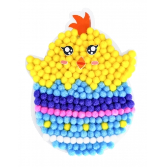 activites paques poussin en pompons 15 x 20 cm