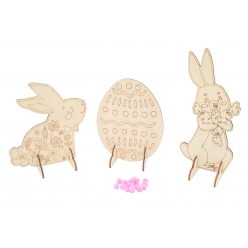 motifs de paques en bois a colorier et a poser 3 pieces