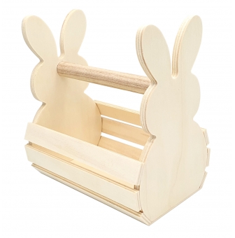 panier en bois pour chasse aux oeufs forme lapin 16x15x11 cm