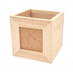 pot crayons en bois avec cadre photo 9 x 9 x 9 cm