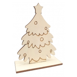 sapin de noel en bois grave 10 x 5 x 15 cm