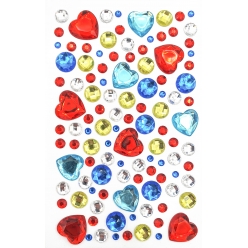 stickers strass coeurs couleurs vives 07 a 17 cm 109 pieces