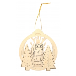 suspension scene de noel en bois motif renard 105 x 115 cm