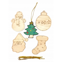 suspensions de noel en bois a decorer 87 x 65 cm 5 pieces