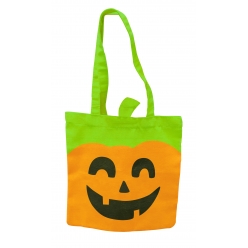 tote bag citrouille halloween en coton imprime 25 x 25 cm