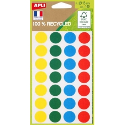 gommettes recyclees rond 15 mm assortiment 140 pastilles