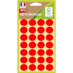 gommettes recyclees rond 15 mm rouge 168 pastilles