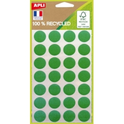 gommettes recyclees rond 15 mm vert 168 pastilles