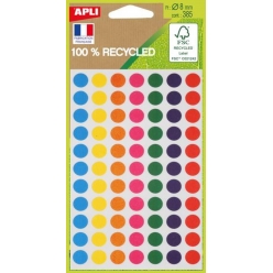 gommettes recyclees rond 8 mm assortiment 385 pastilles