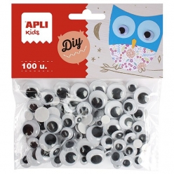 yeux mobiles adhesif noir 100 pieces