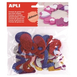 stickers en mousse caoutchouc chiffres paillete 50 pieces